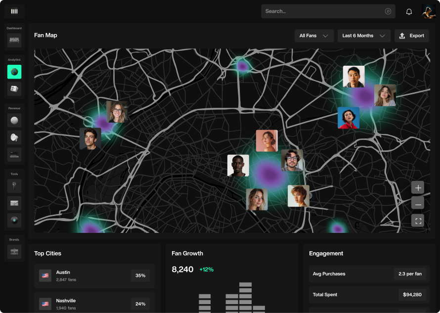 Sygnaal Fan Map dashboard preview